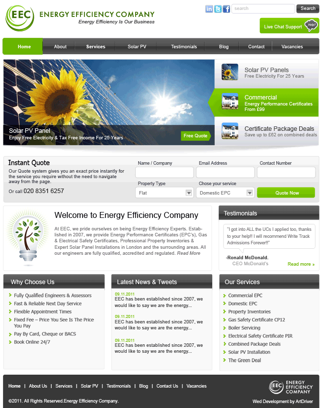 Case study - Energy Efficiency Company Home Page